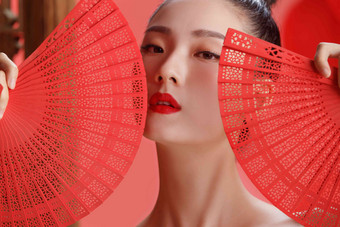 彩妆肖像美女酷中国文化清晰摄影图