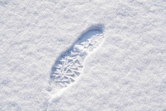 雪景雪地环境保护脚印清晰照片