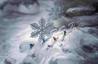 微观运动雪山雪花图片