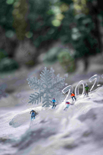 微观运动滑雪运动冰雪运动显微图片高端拍摄