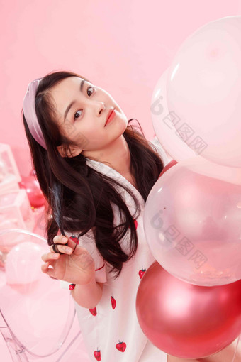 漂亮的气球中国粉色20岁到<strong>25</strong>岁氛围影相