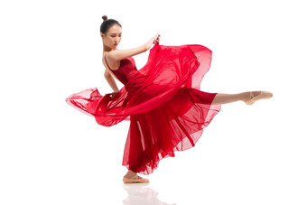 穿红色裙子跳<strong>芭蕾舞</strong>的青年女人女人氛围素材