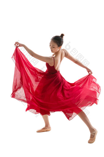 穿红色裙子跳<strong>芭蕾舞</strong>的青年女人优雅氛围图片