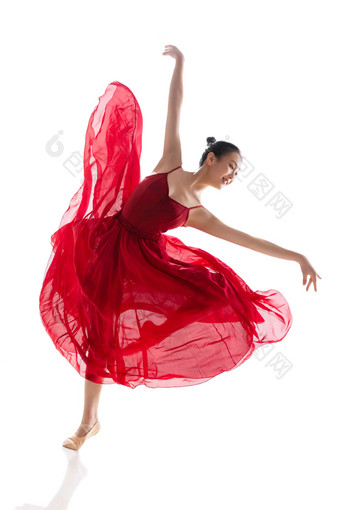穿<strong>红色</strong>裙子跳芭蕾舞的青年女人<strong>红色</strong>高清<strong>图片</strong>