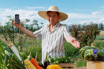 农民在线直播销售农产品网上支付高端相片