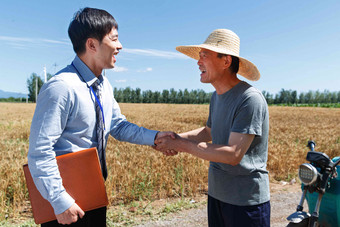 麦田里农民感谢科研人员