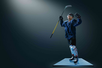 冰球运动员动员人照亮厚衣服清晰摄影