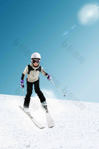 滑雪的青年女人一个人高清相片