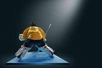 冰球运动员背影人摄影图