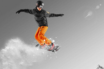 滑雪男人中国人雪水平构图清晰摄影图