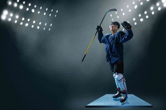 冰球运动员动员亚洲人冰球写实图片