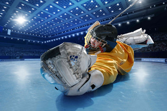 冰球运动员动员冬奥会一个人球杆