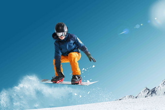 滑雪男人滑雪运动雪山快乐写实图片