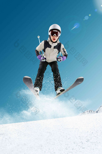 滑雪的青年女人自由高清摄影