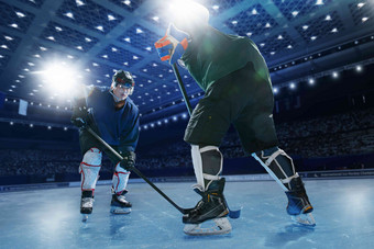 冰球对抗竞技灯光清晰拍摄
