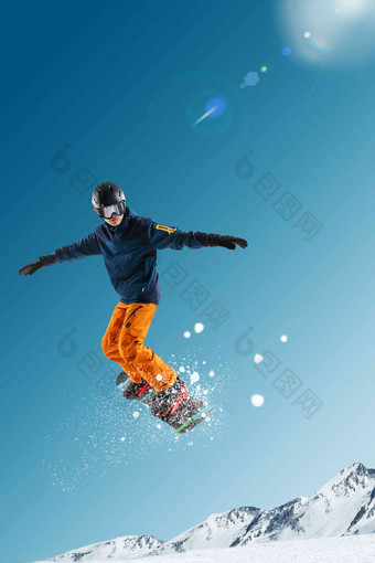 滑雪男人冬季运动一个人主题高端素材