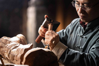 工匠师雕刻工具雕刻品东亚清晰拍摄