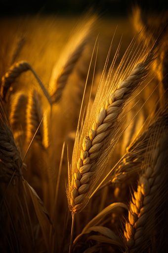 农作物精细微距麦穗收获小麦