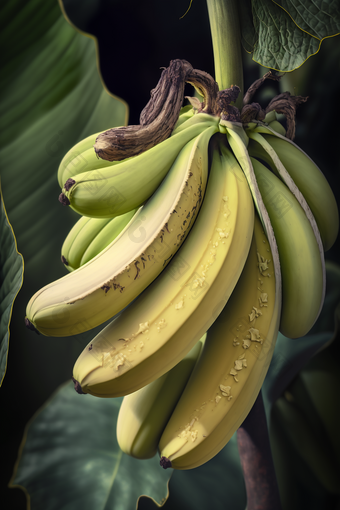 还在生长的水果香蕉摄影图