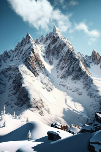 白色的美丽雪山专业摄影摄影图