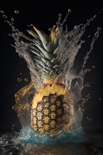 菠萝深色背景水果商业摄影摄影图