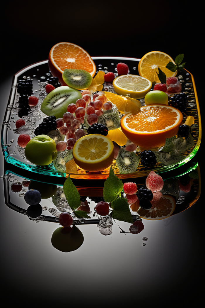水果新鲜水果托盘水果摄影数字艺术