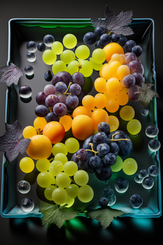 新鲜葡萄水果托盘水果摄影数字艺术