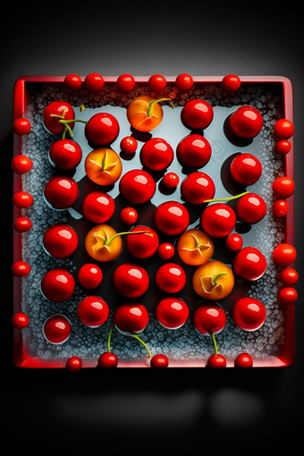 红樱桃水果托盘水果摄影数字艺术