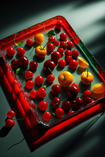 水果托盘水果摄影樱桃数字艺术