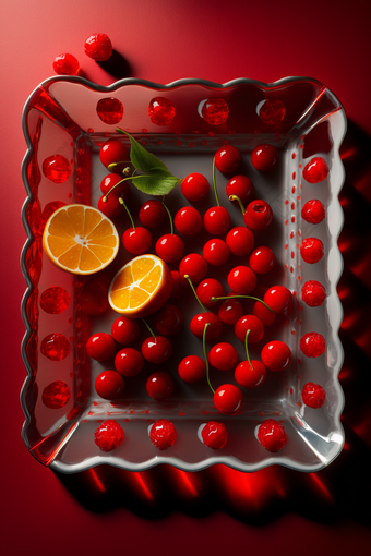 樱桃水果托盘水果摄影数字艺术