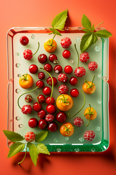 水果托盘樱桃水果摄影数字艺术