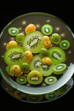 猕猴桃玻璃水果托盘水果摄影数字艺术