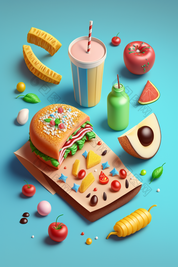 视觉效果纯插图美味的丰富插图高清食品文本png下载-包图网