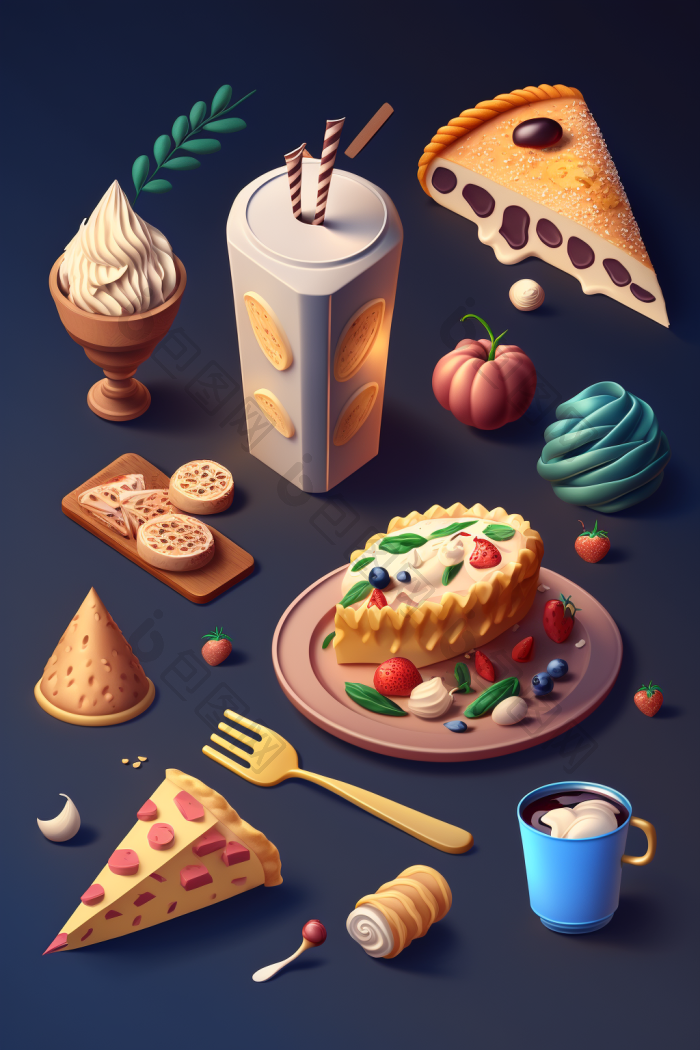高清食品丰富视觉效果插图插图美味的文本三png下载-包图网