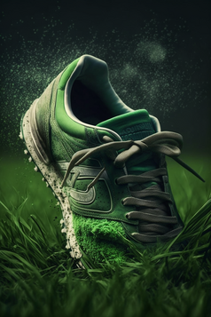 球鞋草坪上的运动用品摄影图数字艺术