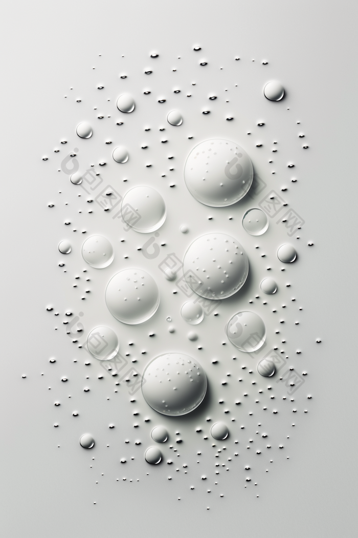散落清澈的水滴的物体摄影摄影图数字艺术