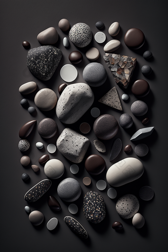 散落的<strong>黑色</strong>石头物体摄影摄影图数字艺术