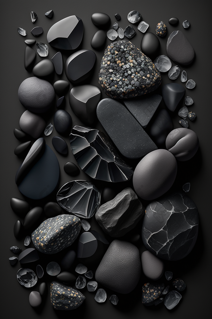 黑色石头散落的物体摄影摄影图数字艺术