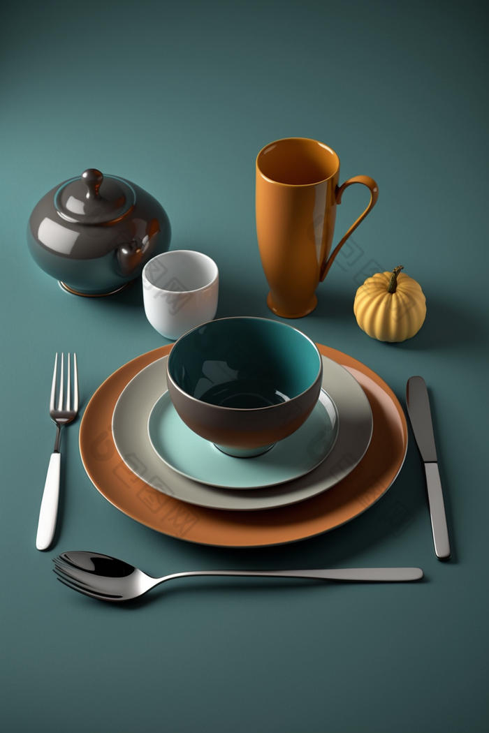 单个物体多色茶具摄影图用品数字艺术