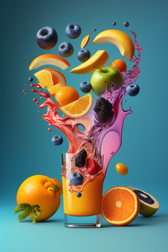 旋转有氛围的碰撞摄影图水果有趣数字艺术