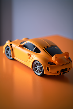 玩具模型橙黄色跑车现实摄影摄影图