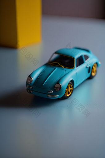 玩具体育车模型深色背景现实摄影蓝色摄影图
