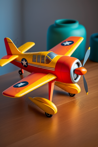 单个黄色<strong>军事</strong>玩具飞机专业摄影