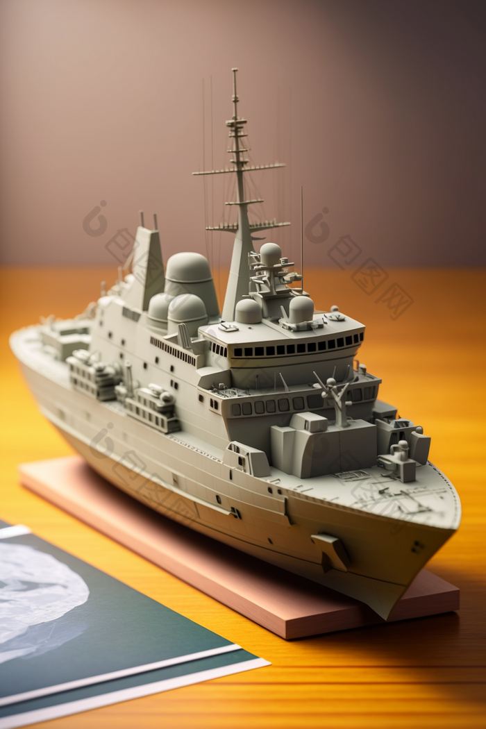 玩具军舰模型摄影图数字艺术