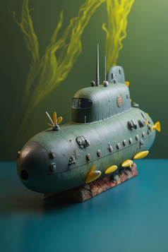 玩具潜水艇模型摄影图数字艺术