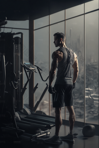 男人<strong>健身房锻炼</strong>一个广告