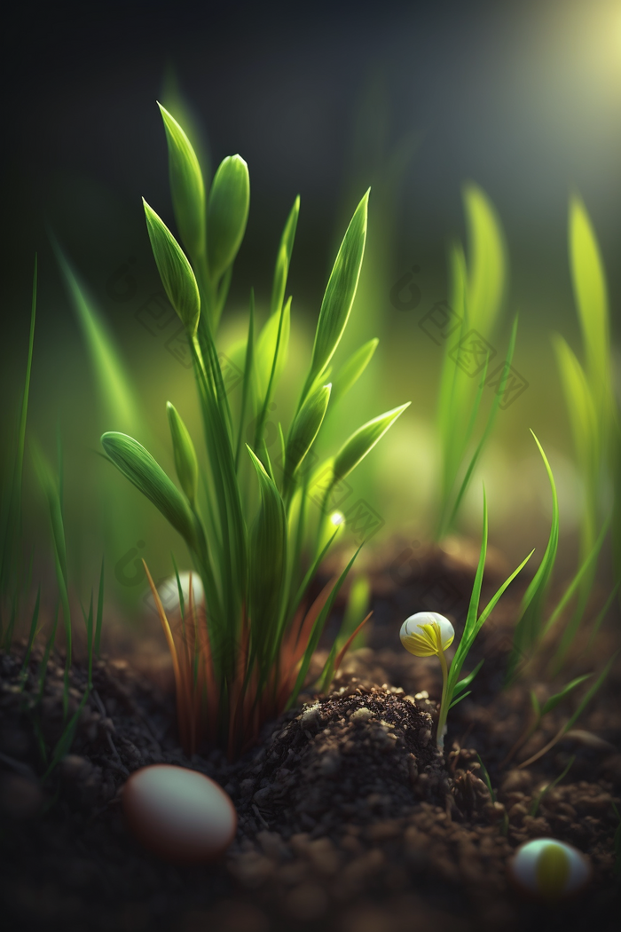 植物发芽根部摄影图数字艺术2
