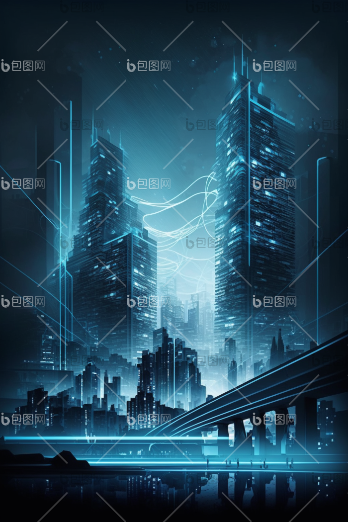 科技城市现代发光的高清图片下载-包图网