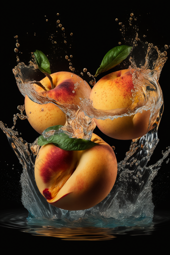 桃子飞溅水果液体