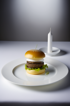 白色餐盘上的美食汉堡摄影图数字艺术57